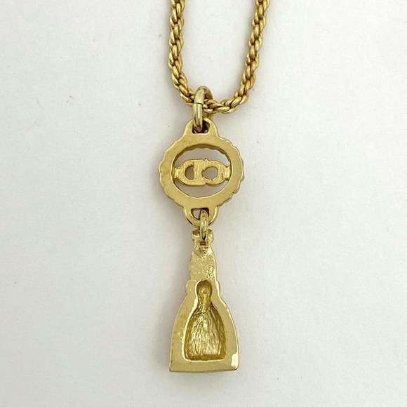 Christian Dior Logo Design Necklace CD Pendant GP Gold - Picture 2 of 4